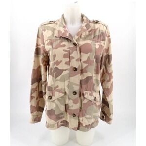 Maurices Camo Utility Jacket Pink Tan Desert Camouflage Field Coat Small